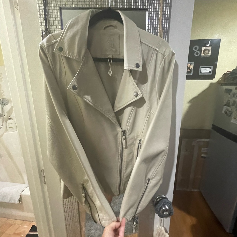 Cream lightweight moto jacket